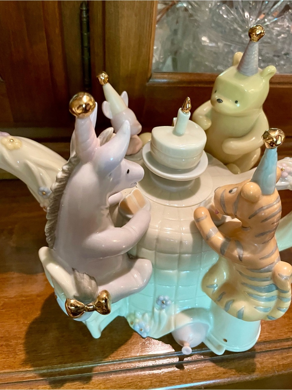 Lenox Disney Cream and Gold China “Pooh's Birthday Celebration Teapot” 2001